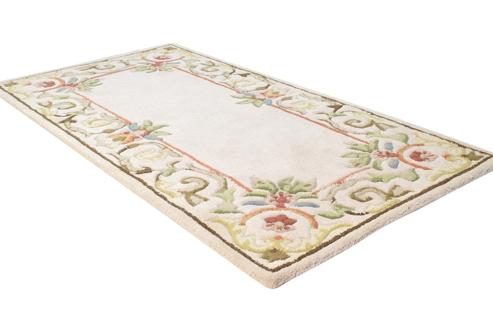 Hand Tufted Beige Wool Rug 2'6 X 4' Persian Mughal Oriental Small Carpet 7864930861205