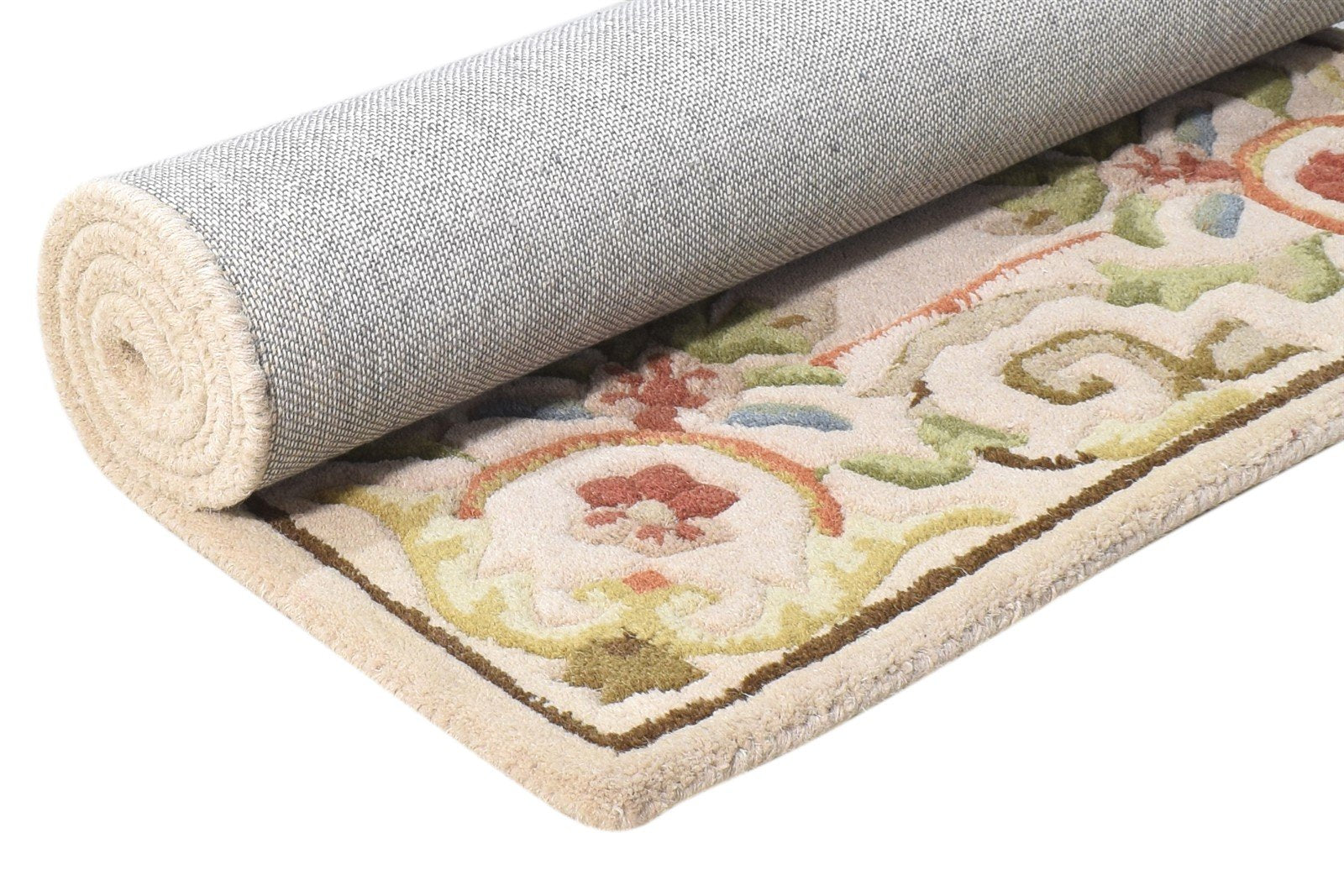Hand Tufted Beige Wool Rug 2'6 X 4' Persian Mughal Oriental Small Carpet 7864930861205