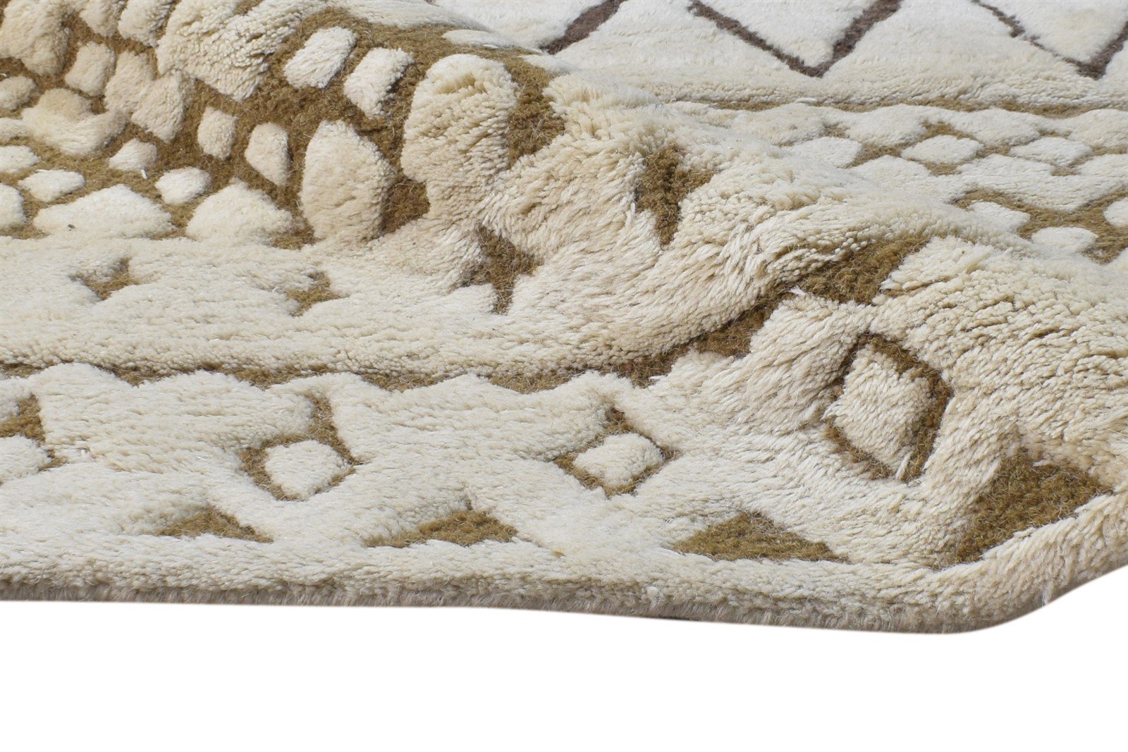 Hand Tufted Beige Wool Rug 3' X 5' Modern Moroccan Diamond Room Size Carpet 7865109414037