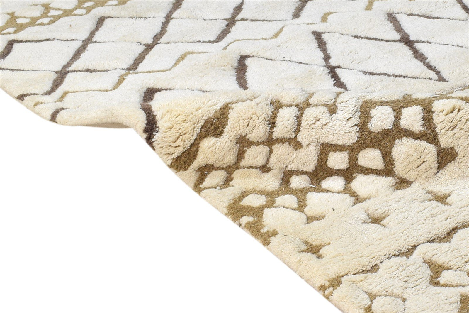Hand Tufted Beige Wool Rug 3' X 5' Modern Moroccan Diamond Room Size Carpet 7865109414037