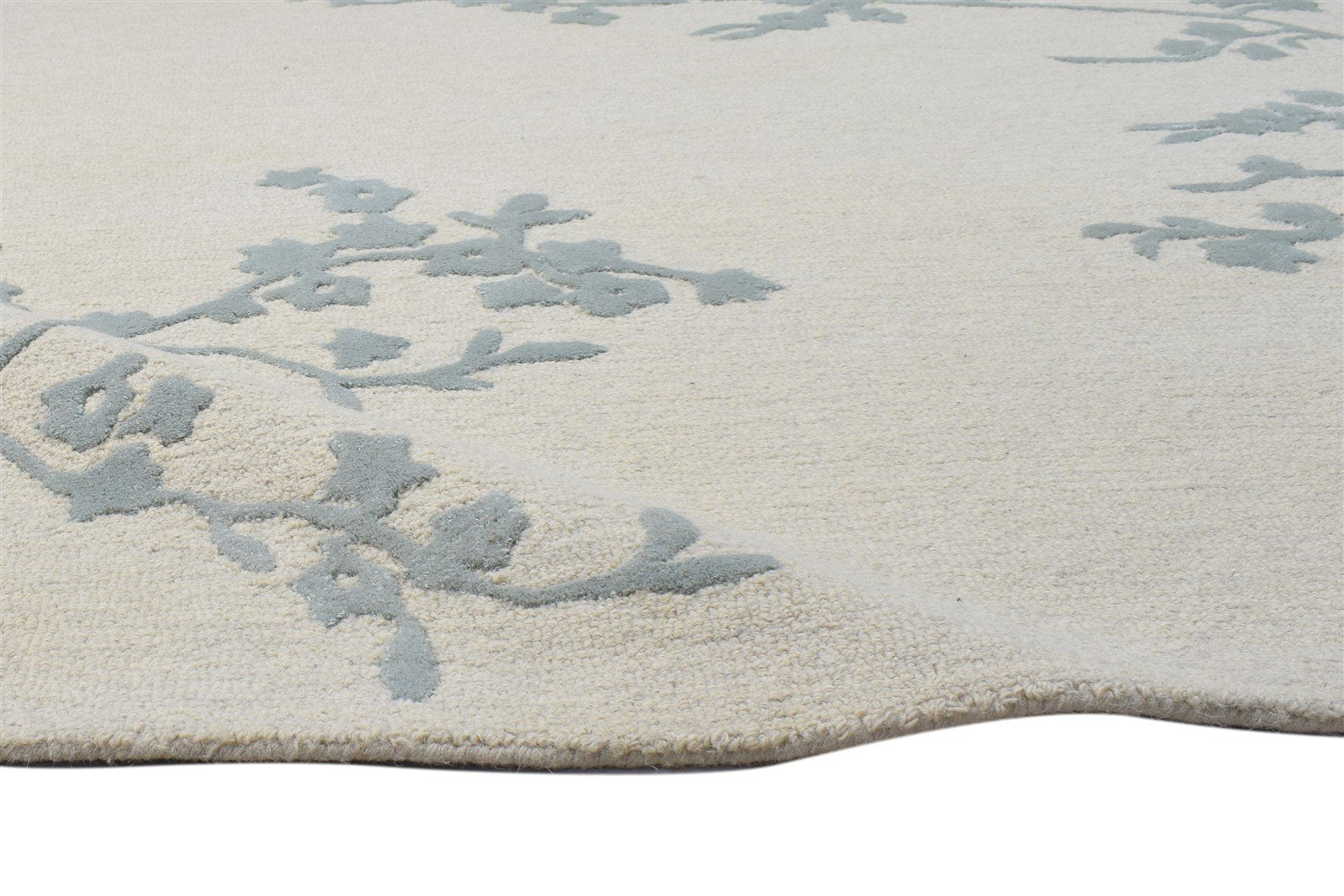 Hand Tufted Beige Wool Rug 5' X 7' Modern French Floral Room Size Carpet 7864108908693