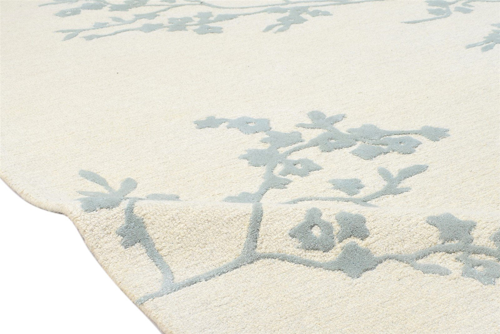 Hand Tufted Beige Wool Rug 5' X 7' Modern French Floral Room Size Carpet 7864108908693
