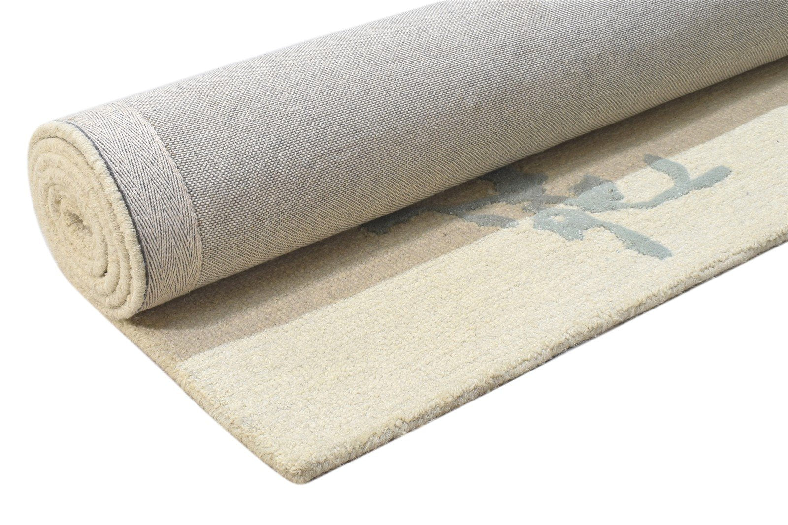 Hand Tufted Beige Wool Rug 5' X 7' Modern French Floral Room Size Carpet 7864108908693