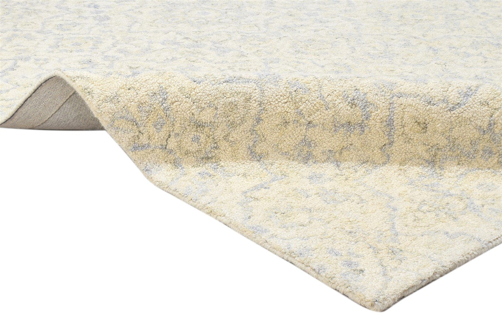 Hand Tufted Beige Wool Rug 5' X 8' Modern French Floral Room Size Carpet 7864092786837