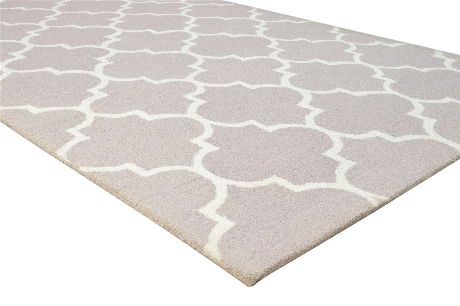Hand Tufted Beige Wool Rug 5' X 8' Modern Moroccan Trellis Room Size Carpet 7860686225557