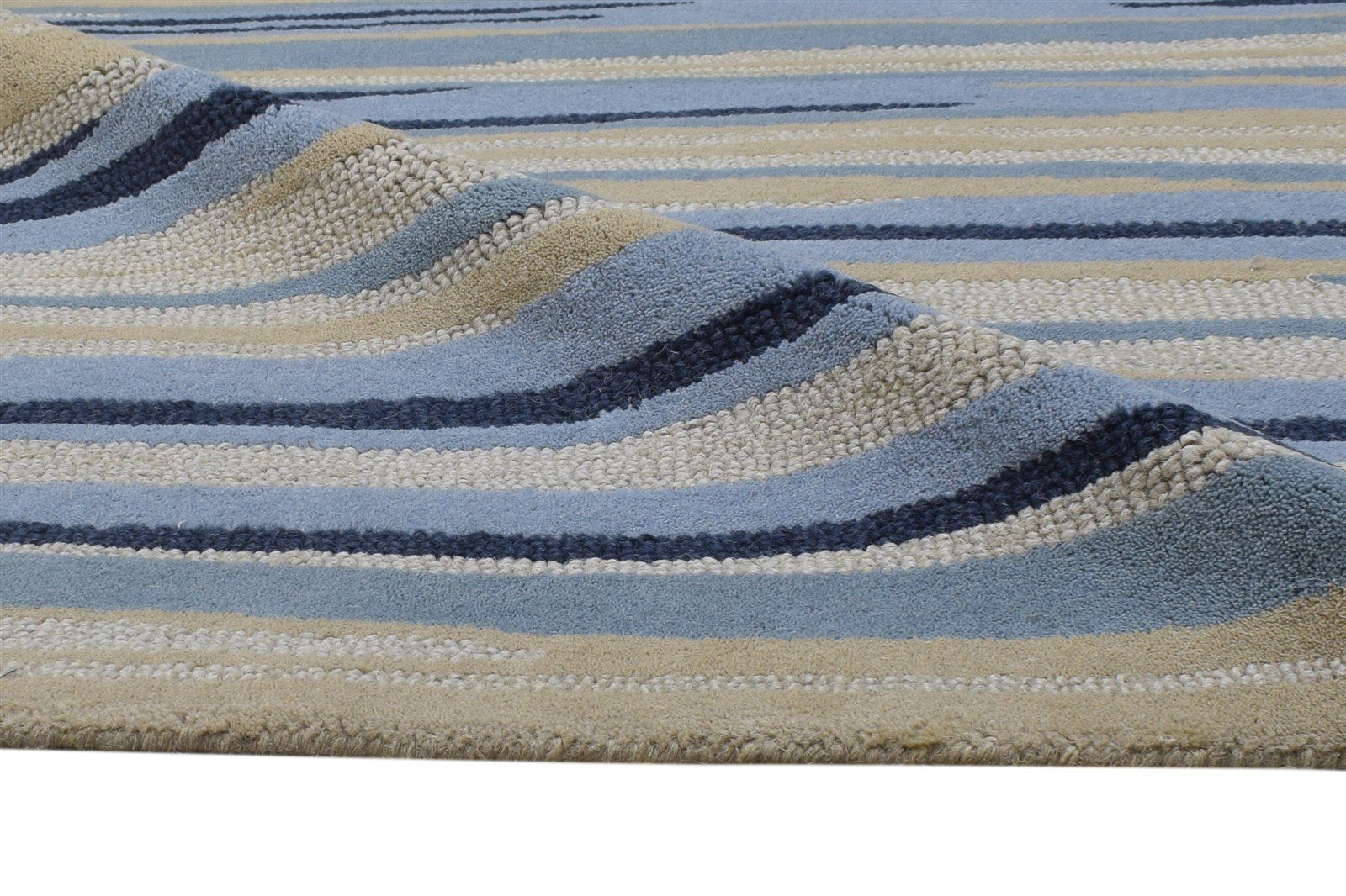 Hand Tufted Beige Wool Rug 5' X 8' Modern Scandinavian Abstract Room Size Carpet 7864330190997