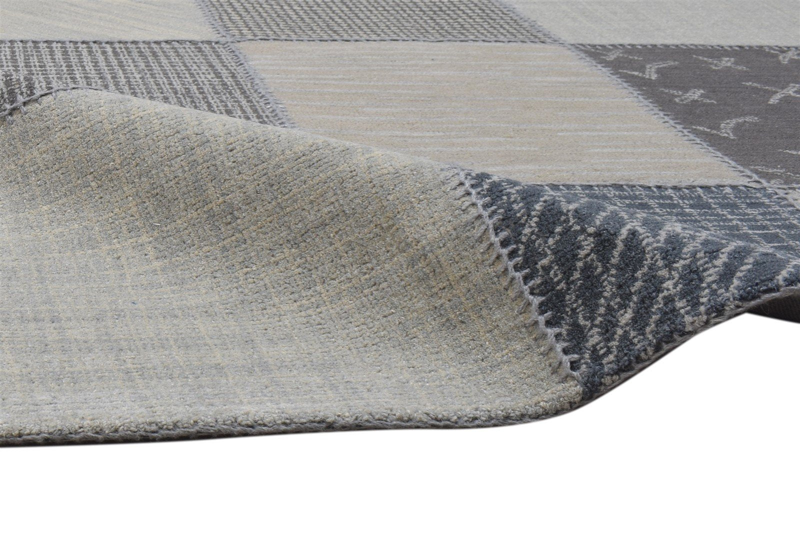 Hand Tufted Beige Wool Rug 5' X 8' Modern Scandinavian Grid Room Size Carpet 7864093212821