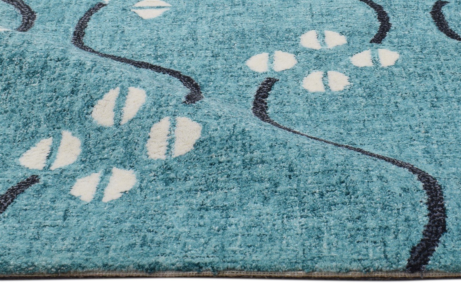 Hand Tufted Blue Wool Rug 2' X 3' Modern French Trellis Small Carpet 7864137580693