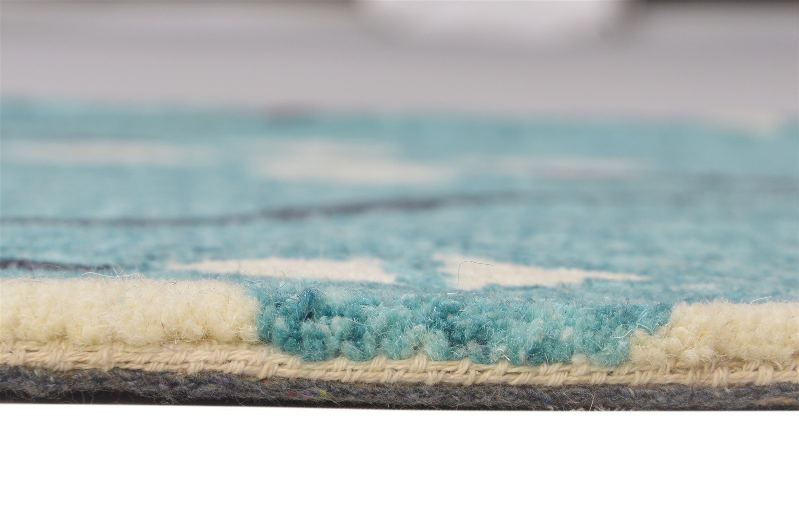Hand Tufted Blue Wool Rug 2' X 3' Modern French Trellis Small Carpet 7864137580693
