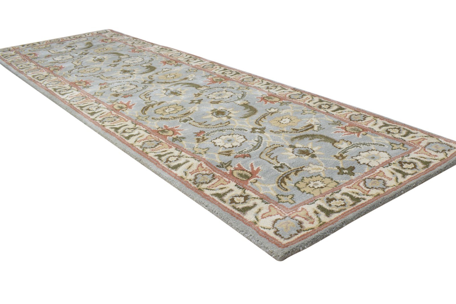 Hand Tufted Blue Wool Rug 2' X 8' Persien Kashan Oriental Small Runner 7864858345621