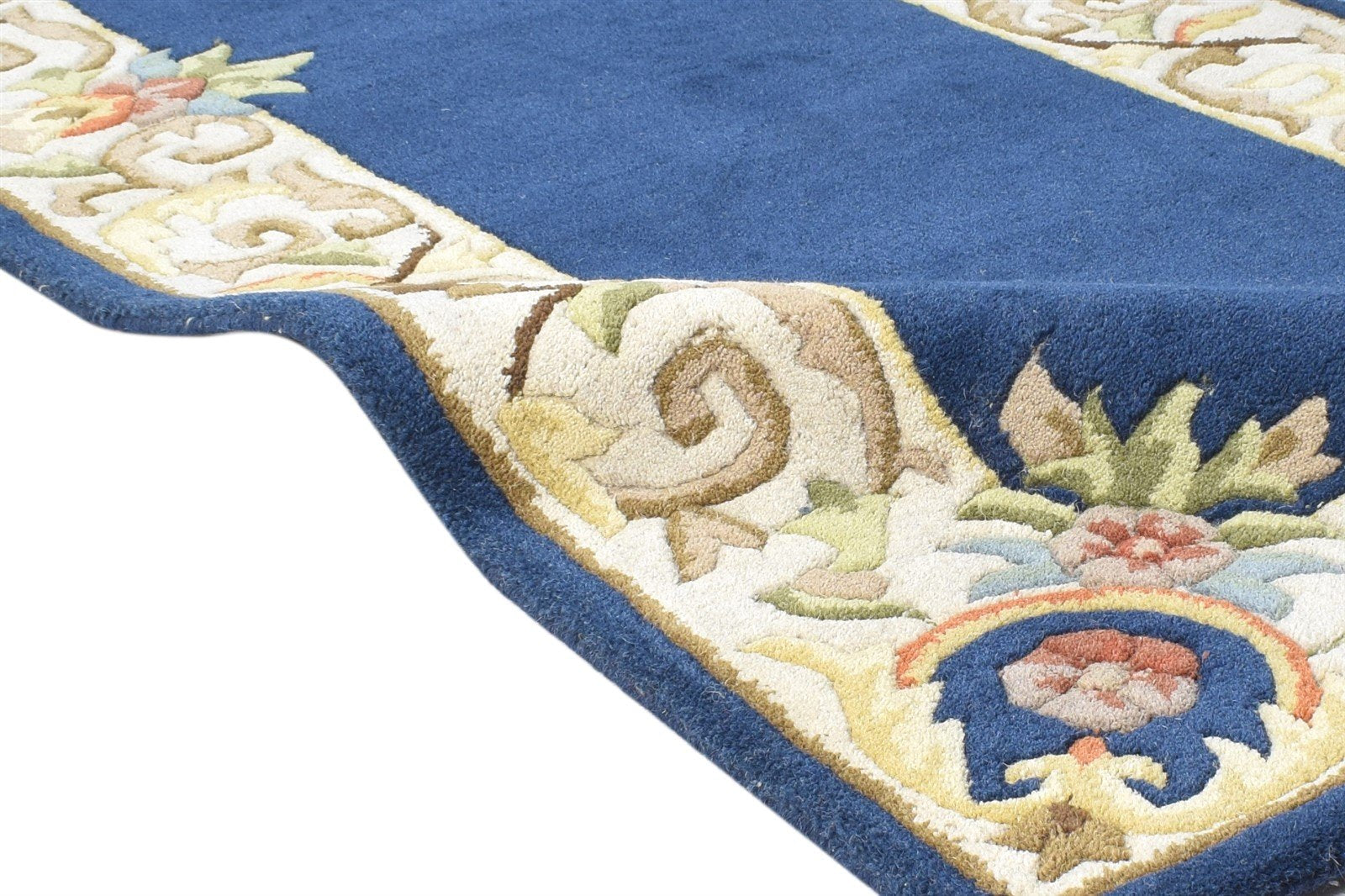 Hand Tufted Blue Wool Rug 3' X 10' Persian Mughal Oriental Small Runner 7864931647637