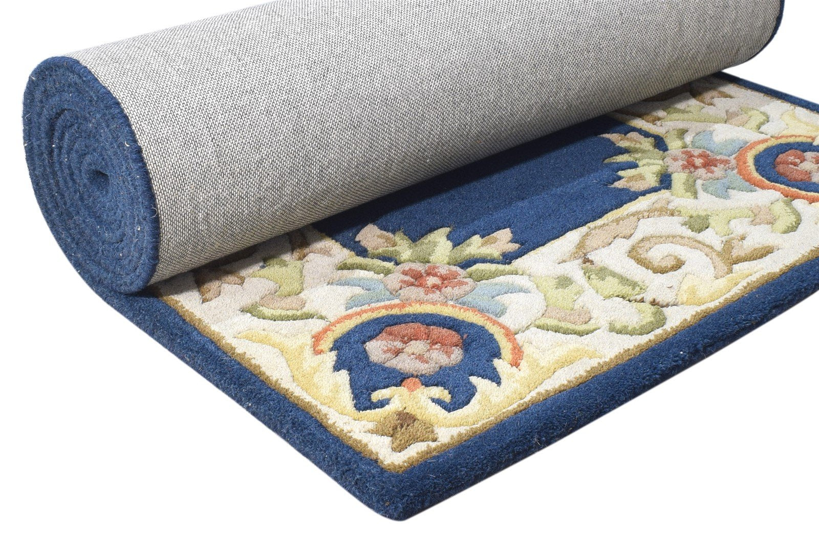 Hand Tufted Blue Wool Rug 3' X 10' Persian Mughal Oriental Small Runner 7864931647637