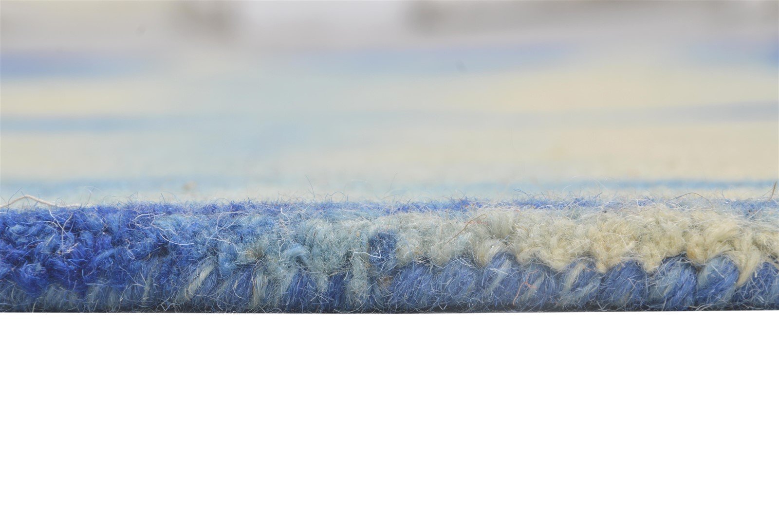 Hand Tufted Blue Wool Rug 4' X 6' Modern Shibori Tie Dye Room Size Carpet 7864293589141