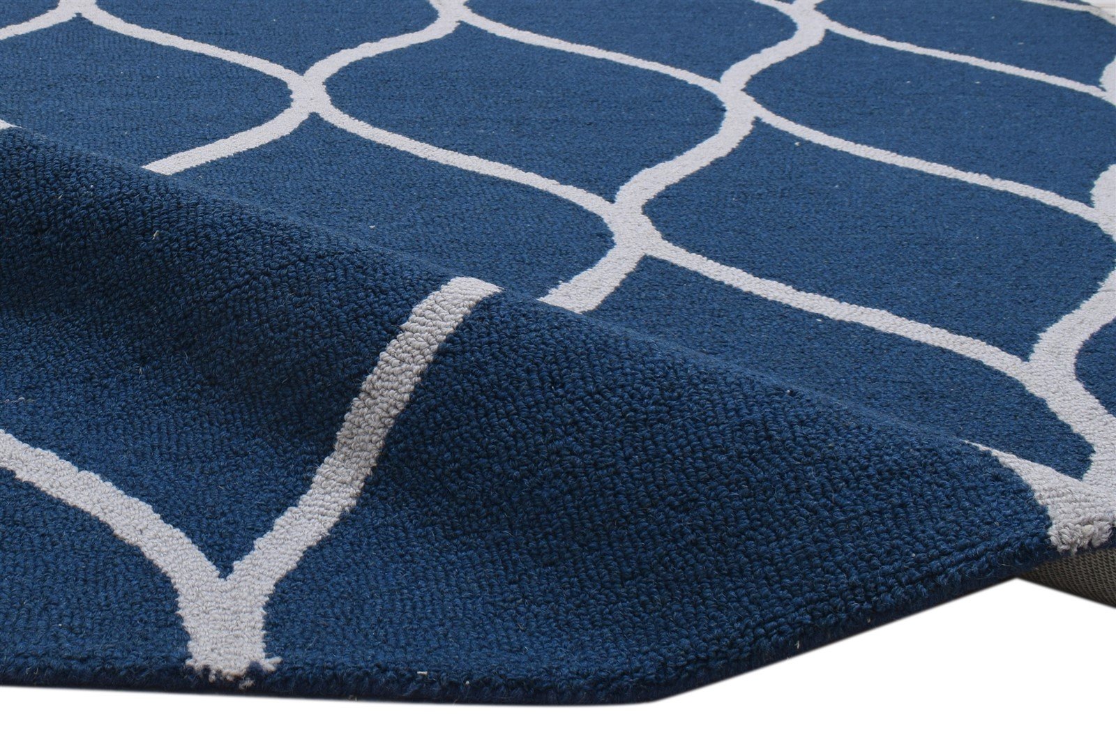 Hand Tufted Blue Wool Rug 5' X 7' Modern Moroccan Trellis Room Size Carpet 7860707033237