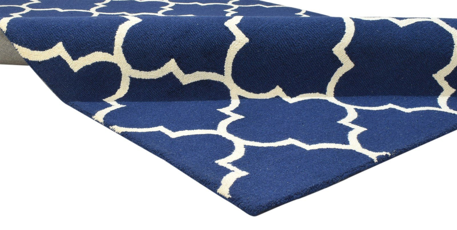 Hand Tufted Blue Wool Rug 5' X 8' Modern Moroccan Trellis Room Size Carpet 7860684226709