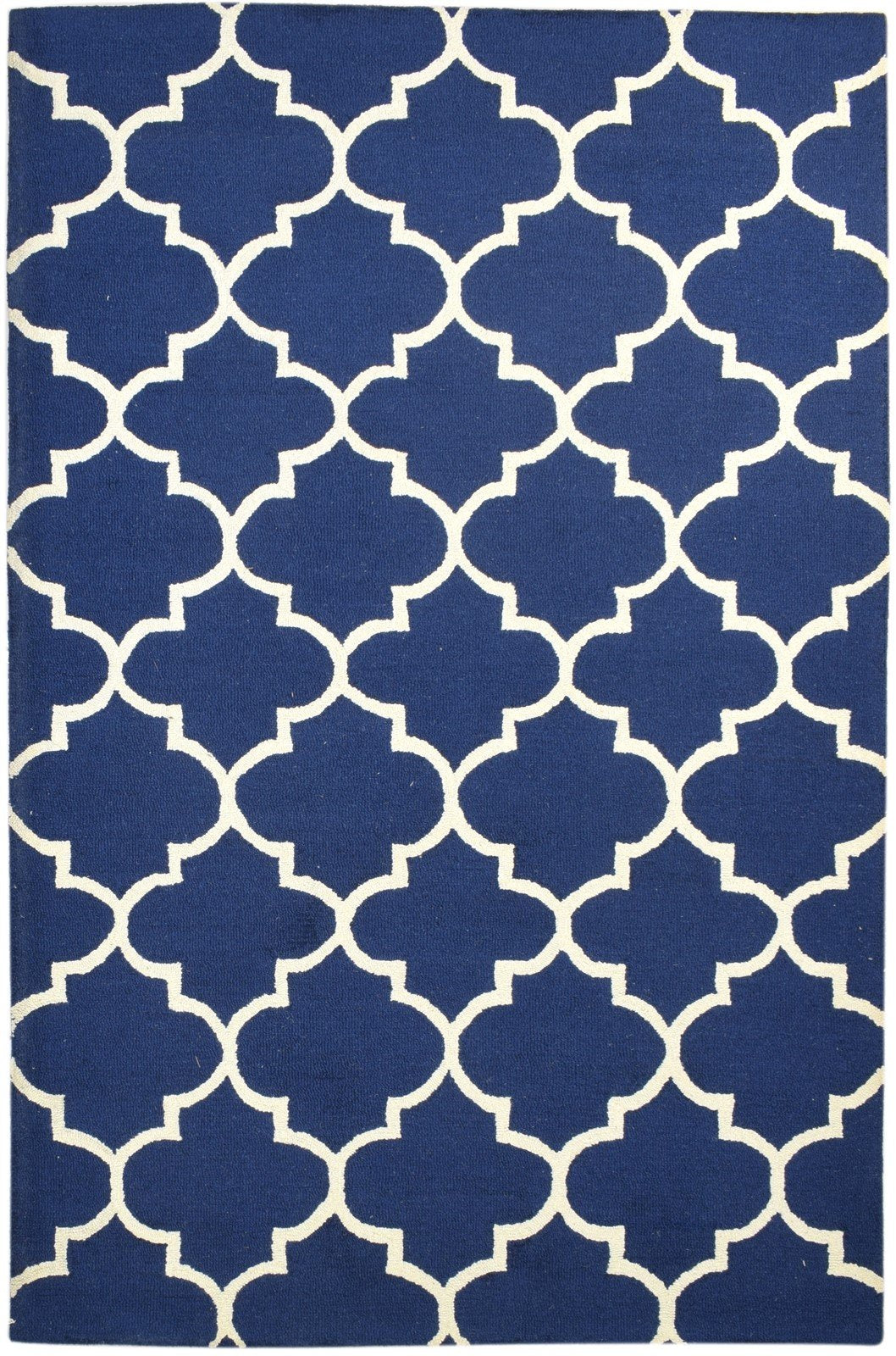 Hand Tufted Blue Wool Rug 5' X 8' Modern Moroccan Trellis Room Size Carpet 7860687470741