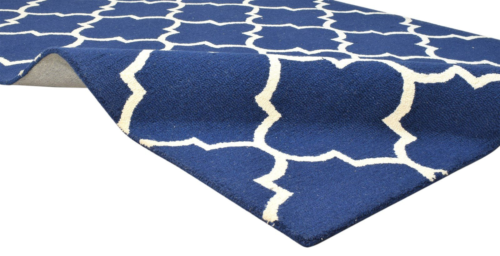 Hand Tufted Blue Wool Rug 5' X 8' Modern Moroccan Trellis Room Size Carpet 7860687470741