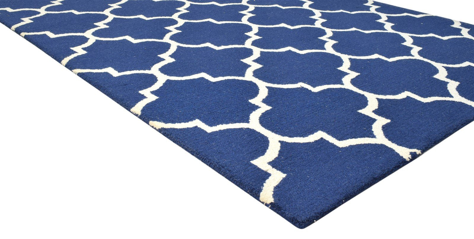 Hand Tufted Blue Wool Rug 5' X 8' Modern Moroccan Trellis Room Size Carpet 7860687470741