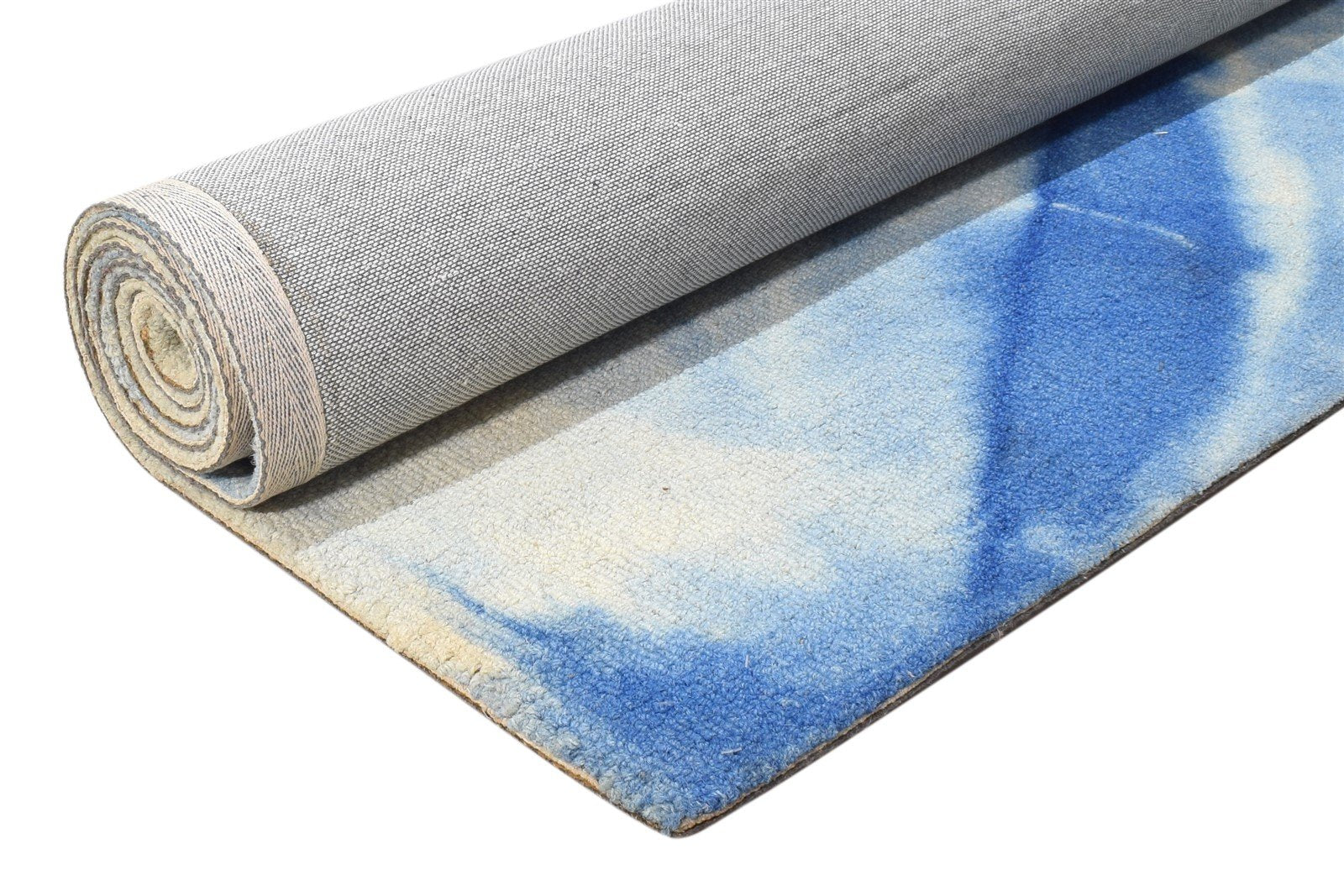 Hand Tufted Blue Wool Rug 5' X 8' Modern Shibori Tie Dye Room Size Carpet 7865074417813