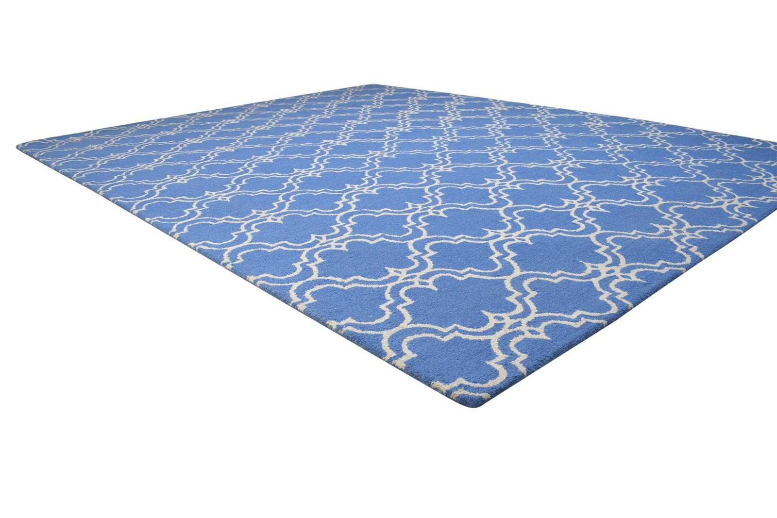 Hand Tufted Blue Wool Rug 8' X 10' Modern Moroccan Trellis Large Carpet 7864304959637