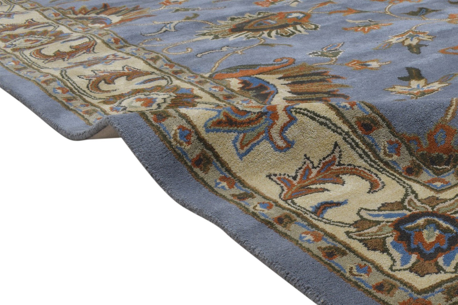 Hand Tufted Blue Wool Rug 8' X 10' Persian Oushak Oriental Large Carpet 7864492720277