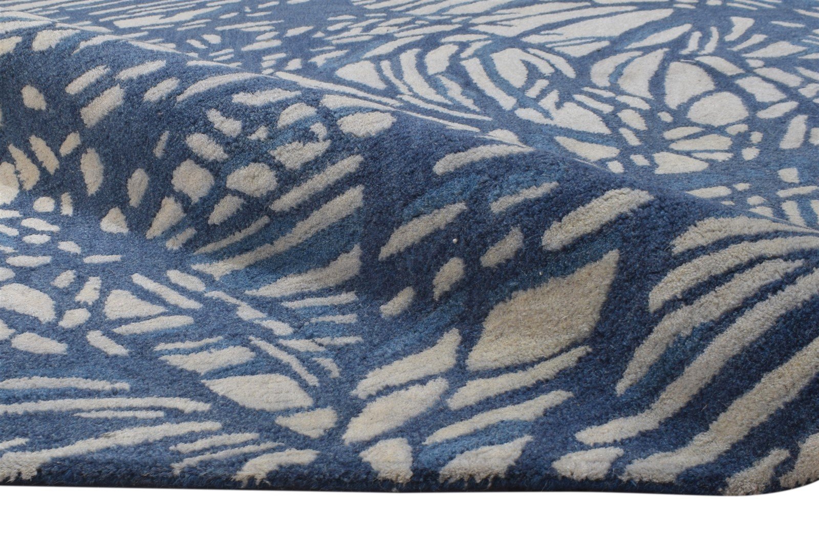 Hand Tufted Blue Wool Rug 8' X 11' Modern French Abstract Large Carpet 7864809062549