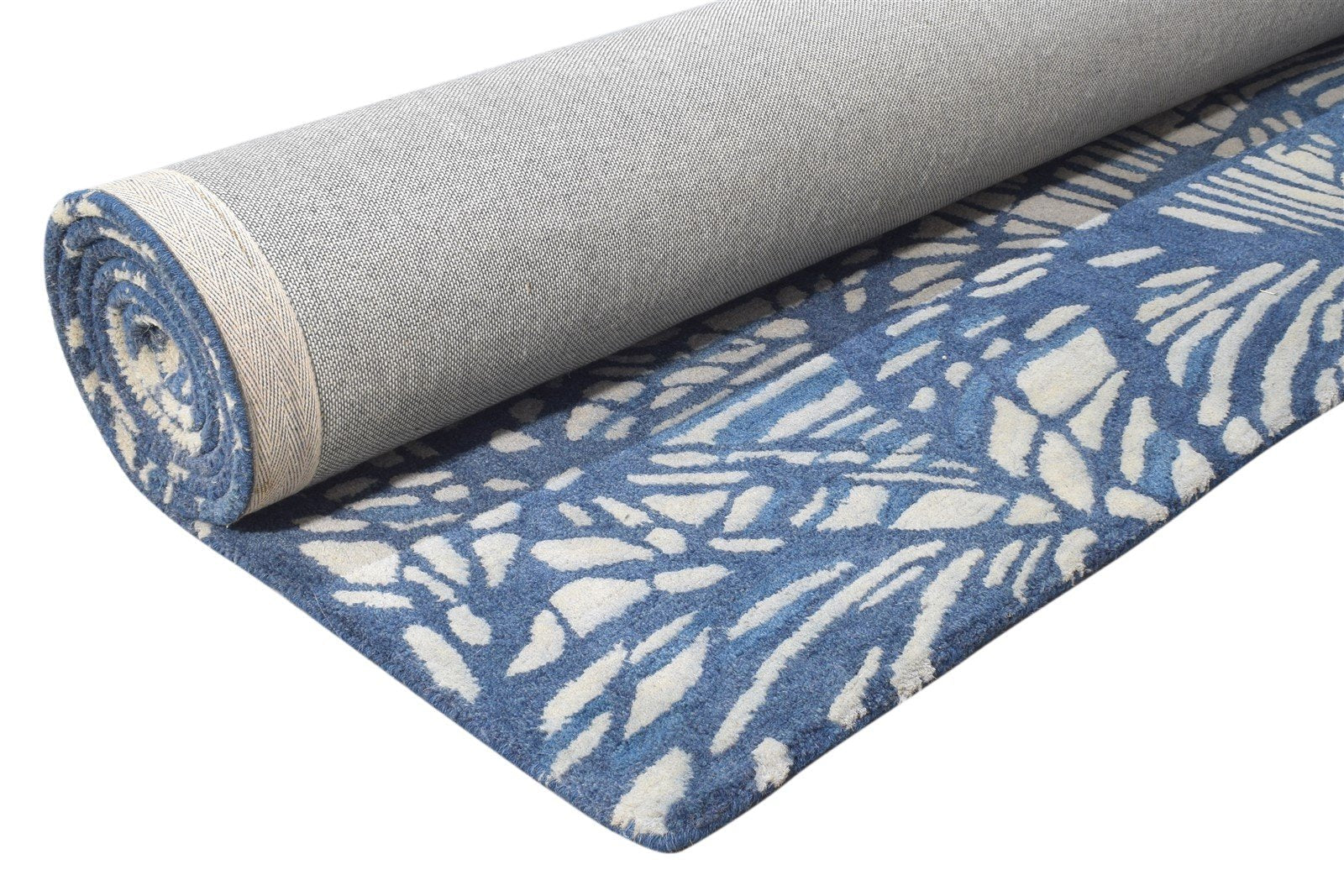 Hand Tufted Blue Wool Rug 8' X 11' Modern French Abstract Large Carpet 7864809062549