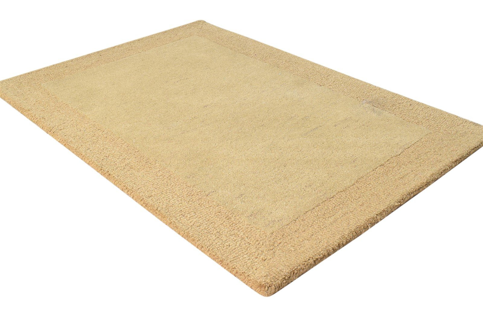 Hand Tufted Brown Wool Rug 2'6 X 3' Modern Scandinavian Bordered Small Carpet 7865080021141