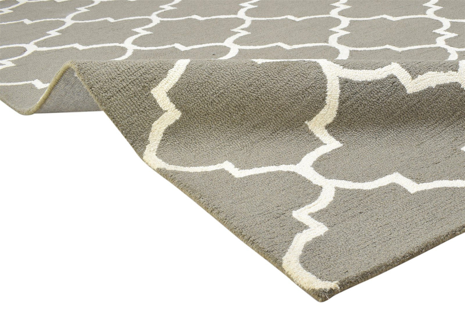 Anthiathia Hand Tufted Brown Wool Rug 5' X 8' Modern Moroccan Trellis 7864261771413