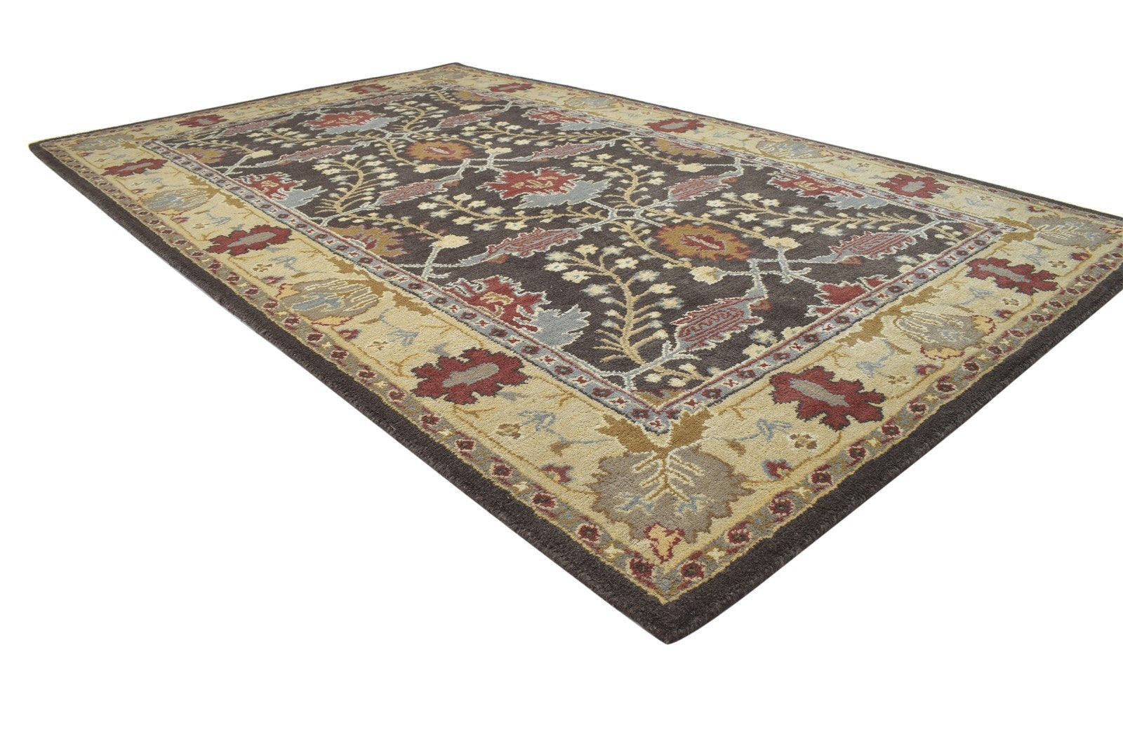 Hand Tufted Brown Wool Rug 5' X 8' Persian Kashan Oriental Room Size Carpet 7864094916757