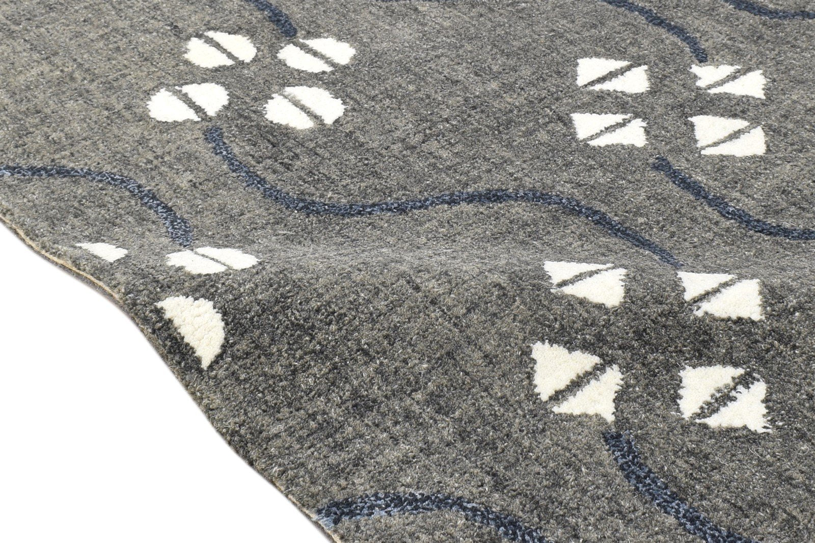 Hand Tufted Charcoal Wool Rug 2' X 3' Modern French Trellis Small Carpet 7864138203285