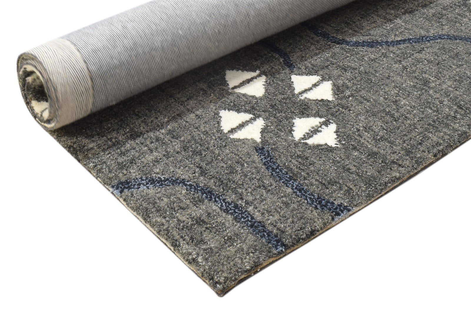 Hand Tufted Charcoal Wool Rug 2' X 3' Modern French Trellis Small Carpet 7864138203285