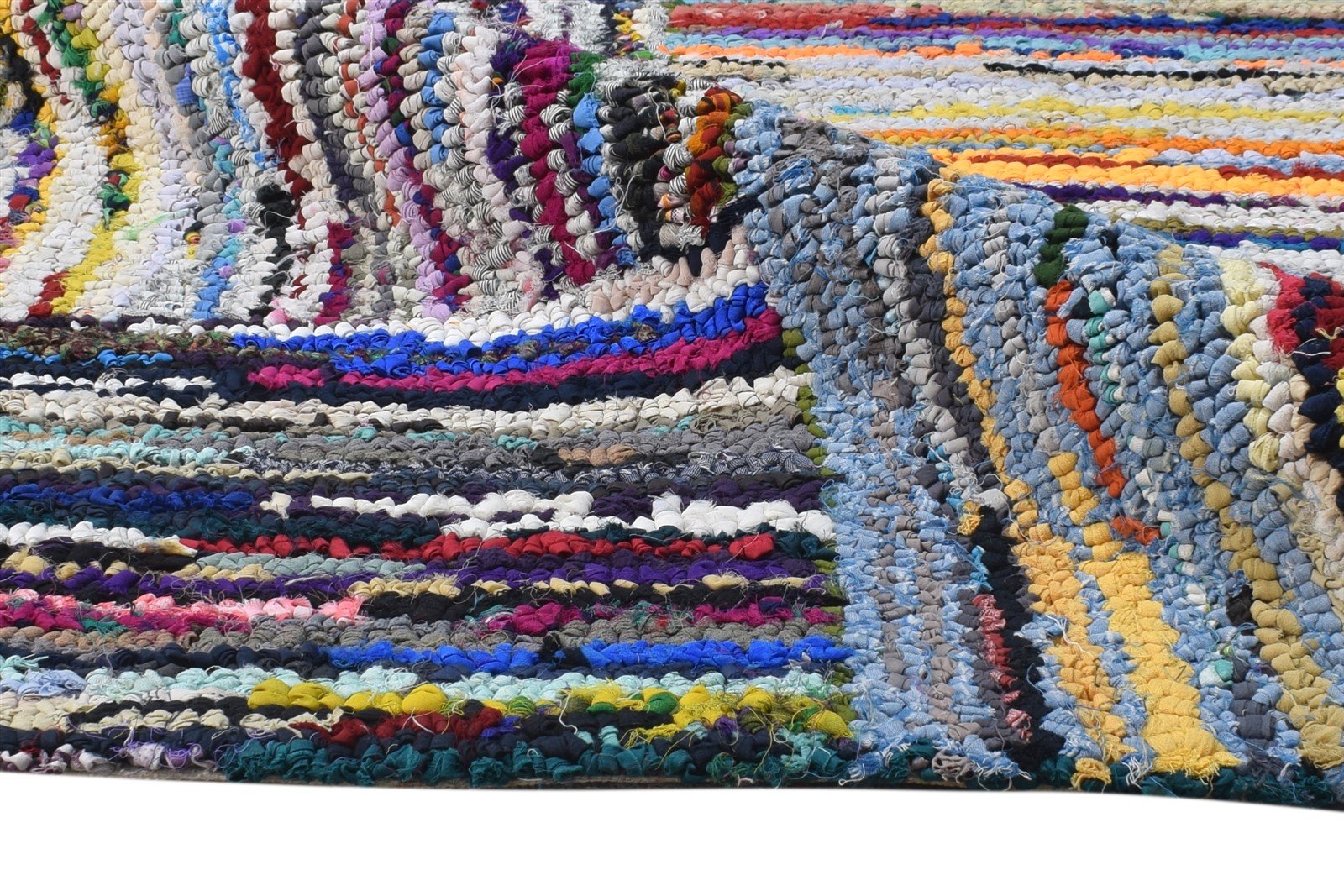 Hand Tufted Colorful Cotton Polyester Rug 2'6"x8 Modern Bohemian Geometric Small 7865131368597