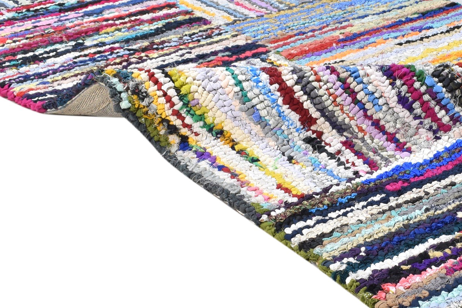 Hand Tufted Colorful Cotton Polyester Rug 2'6"x8 Modern Bohemian Geometric Small 7865131368597
