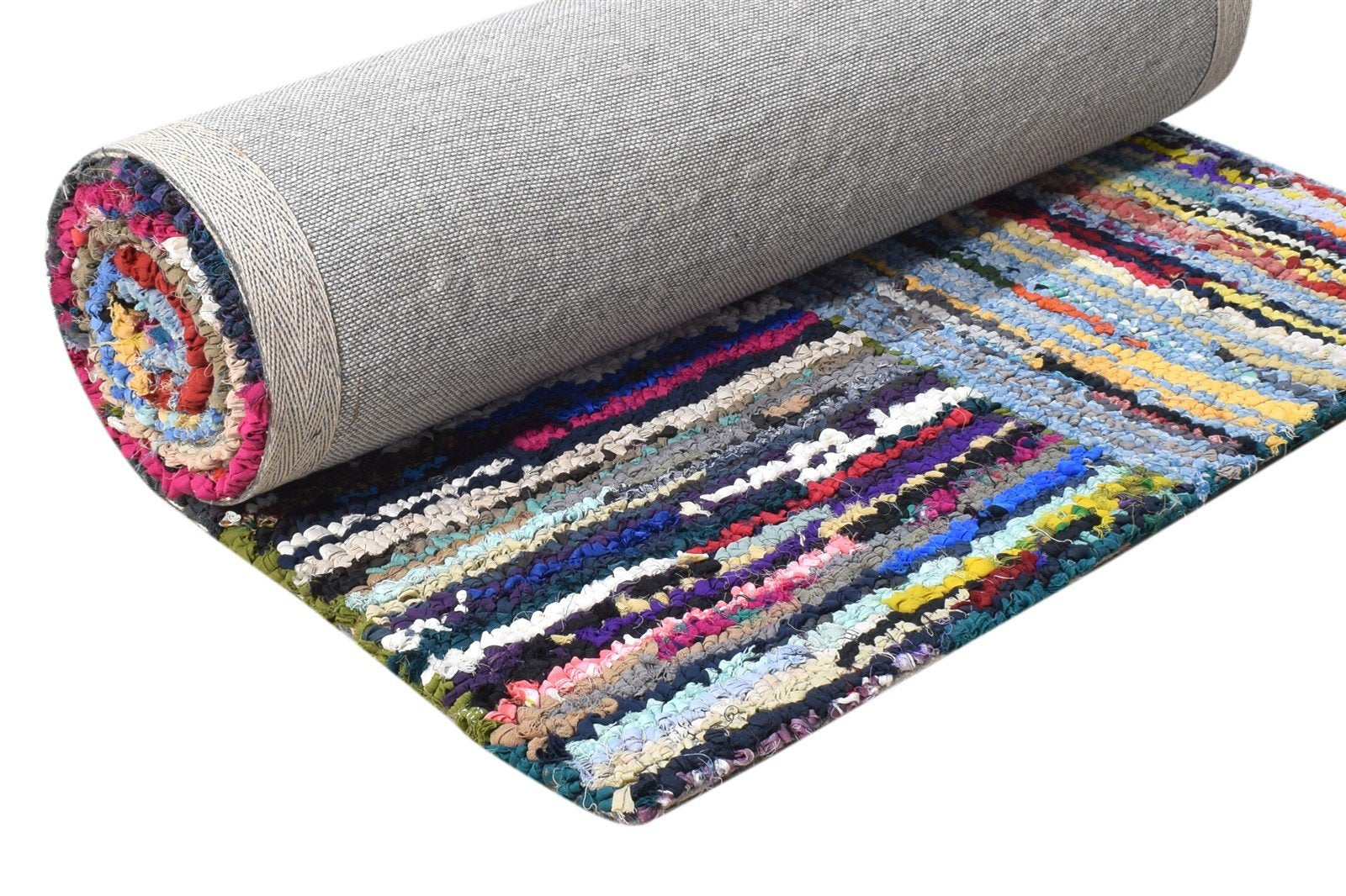 Hand Tufted Colorful Cotton Polyester Rug 2'6"x8 Modern Bohemian Geometric Small 7865131368597