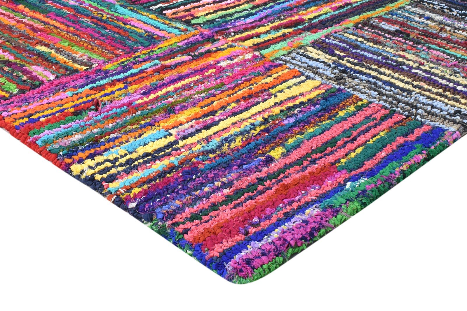 Hand Tufted Colorful Cotton Polyester Rug 5X8 Modern Bohemian Geometric Room Size 7865131991189