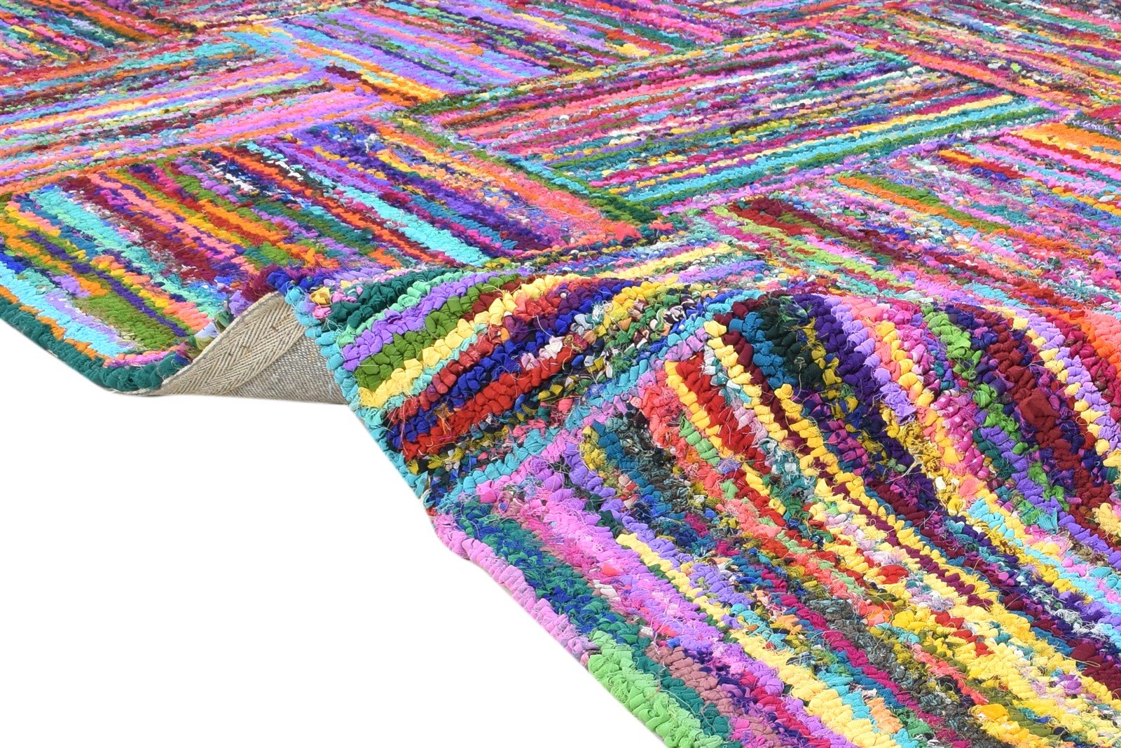 Hand Tufted Colorful Cotton Polyester Rug 5X8 Modern Bohemian Geometric Room Size 7865132253333