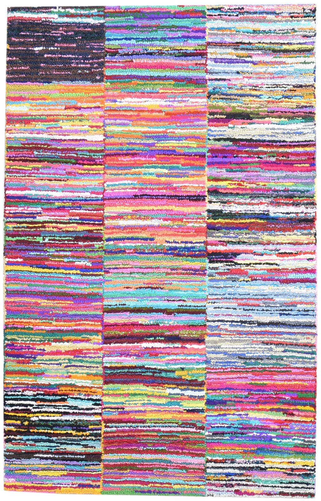 Hand Tufted Colorful Cotton Polyester Rug 5X8 Modern Bohemian Striped Room Size 7865129468053