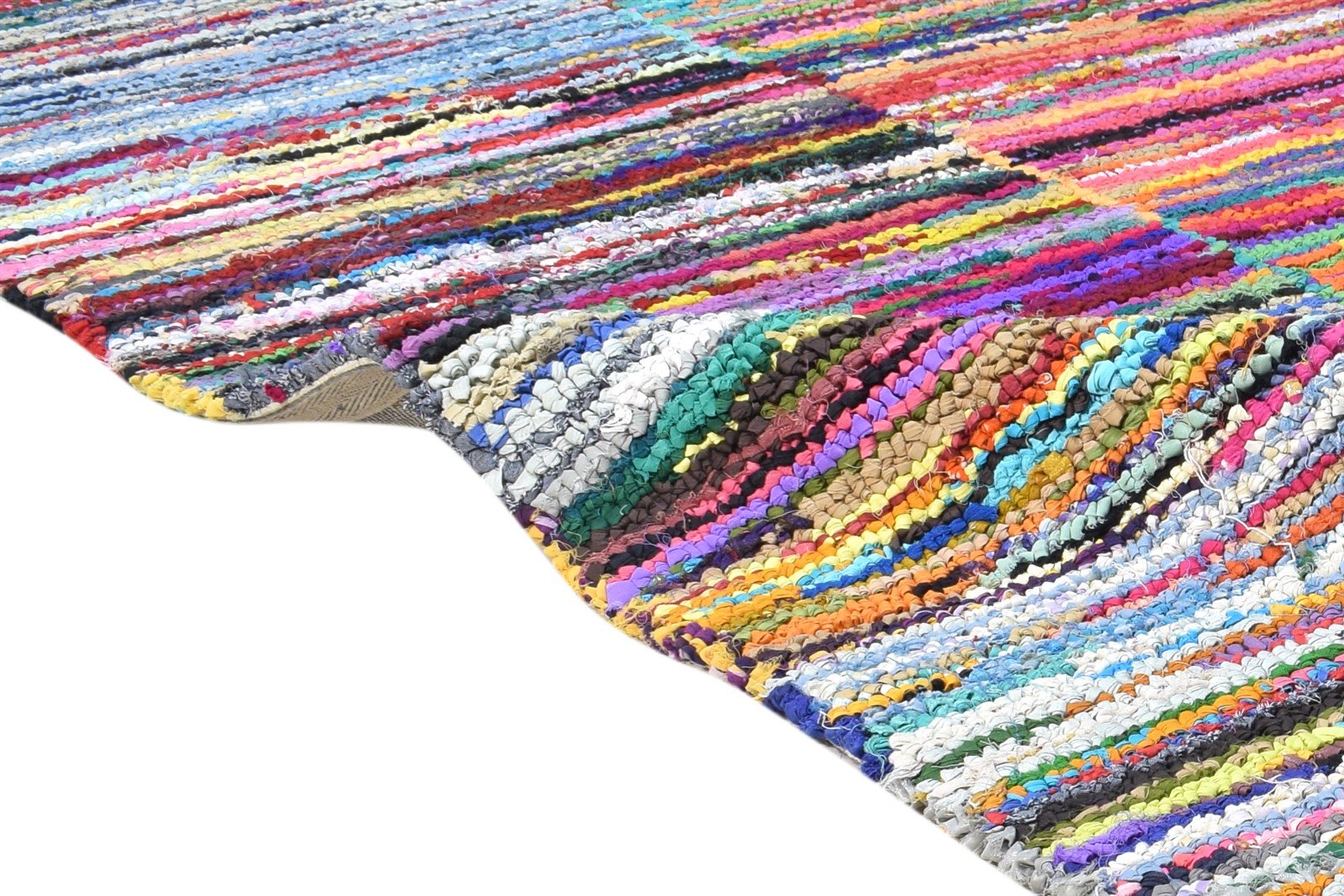 Hand Tufted Colorful Cotton Polyester Rug 5X8 Modern Bohemian Striped Room Size 7865129468053
