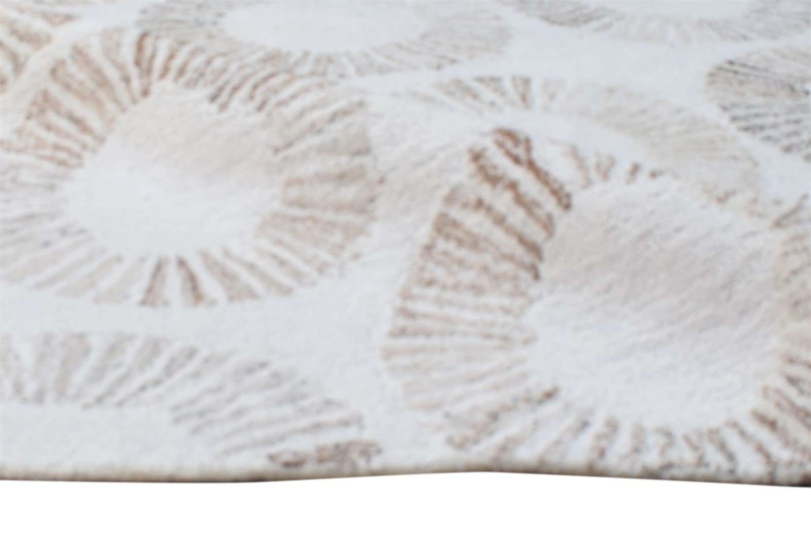 Fred Hand Tufted Cream Pet Yarn Rug 5X7 Modern Scandinavian Circles 7865139757205