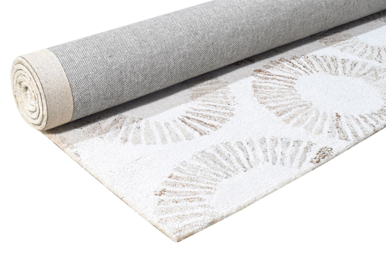 Fred Hand Tufted Cream Pet Yarn Rug 5X7 Modern Scandinavian Circles 7865139757205