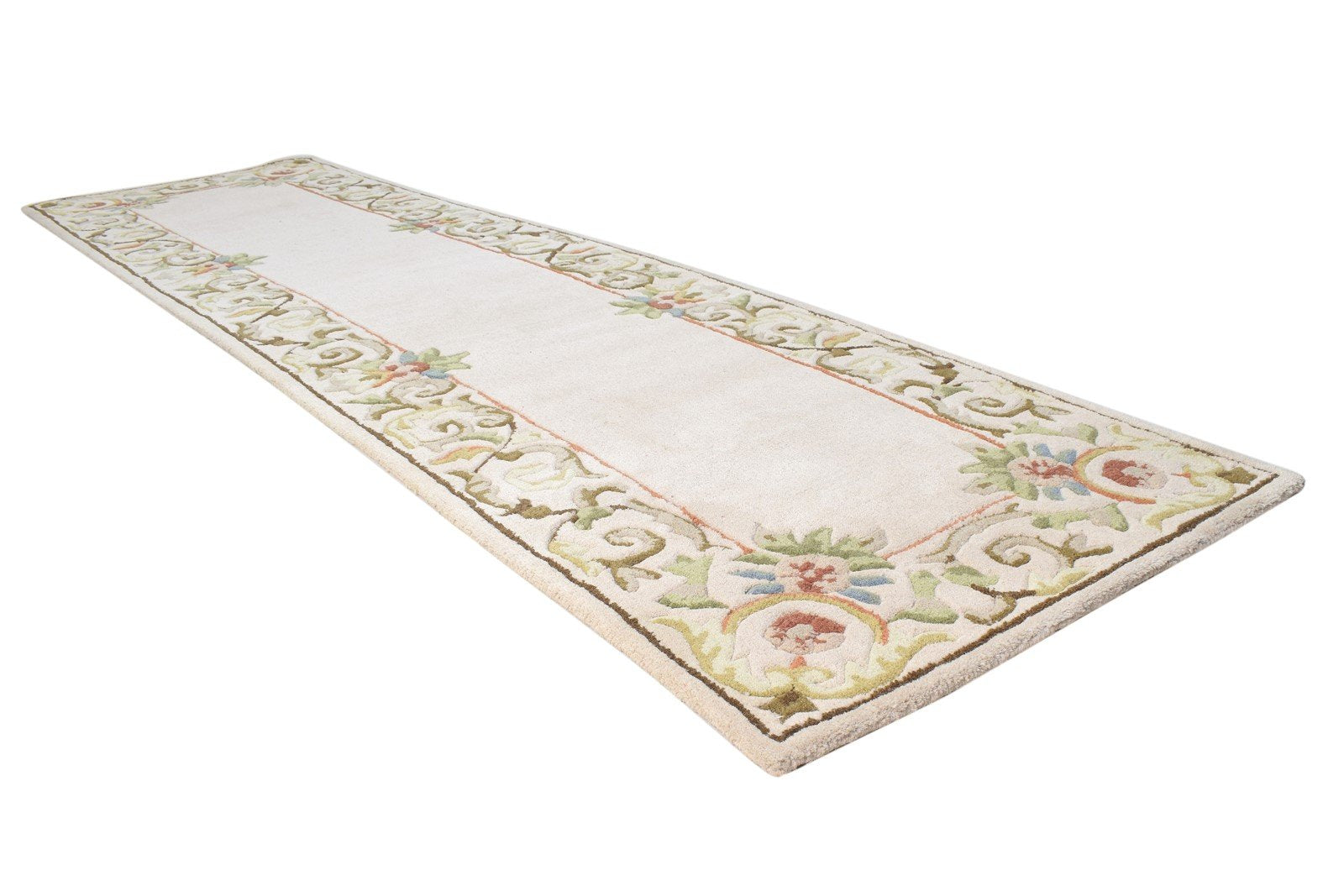 Hand Tufted Cream Wool Rug 3' X 10' Persian Mughal Oriental Small Runner 7864932925589