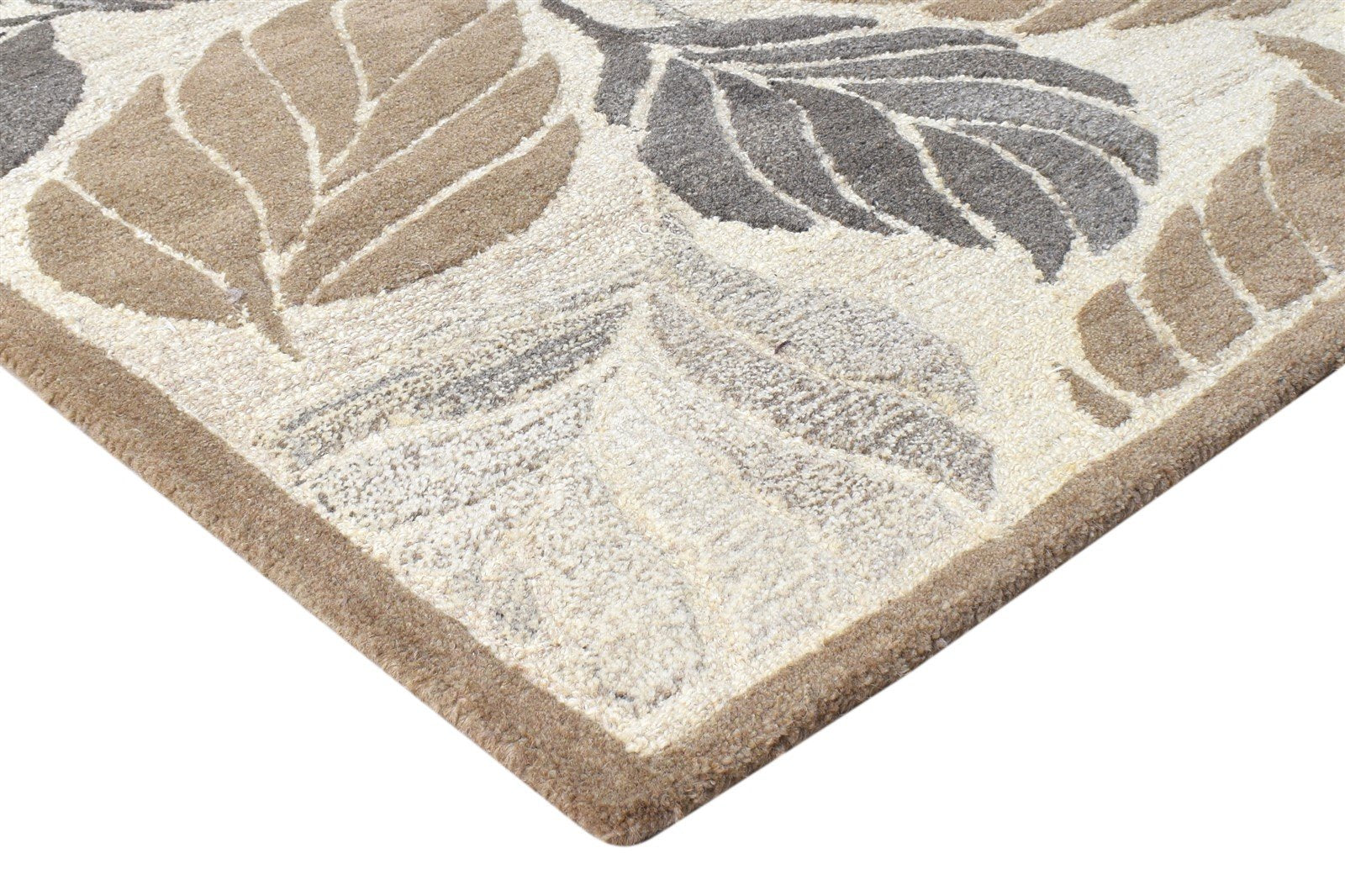 Hand Tufted Cream Wool Rug 4' X 5' Modern French Floral Room Size Carpet 7865056690325
