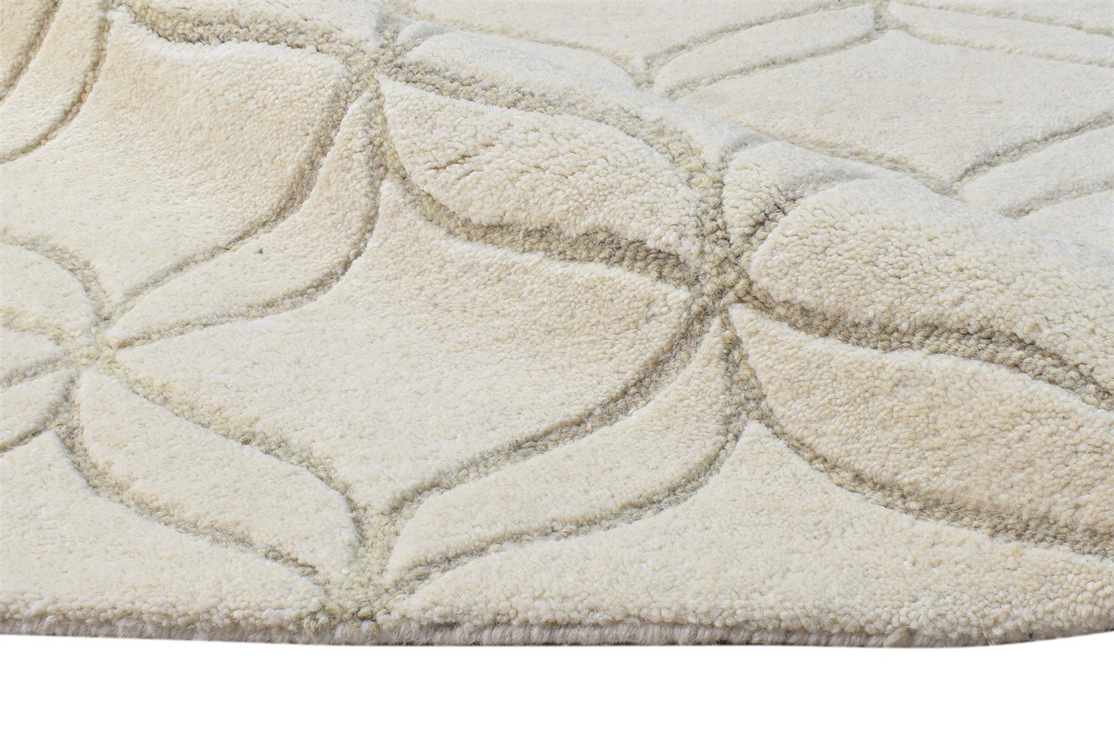 Hand Tufted Cream Wool Rug 4' X 6' Modern Moroccan Trellis Room Size Carpet 7865056264341