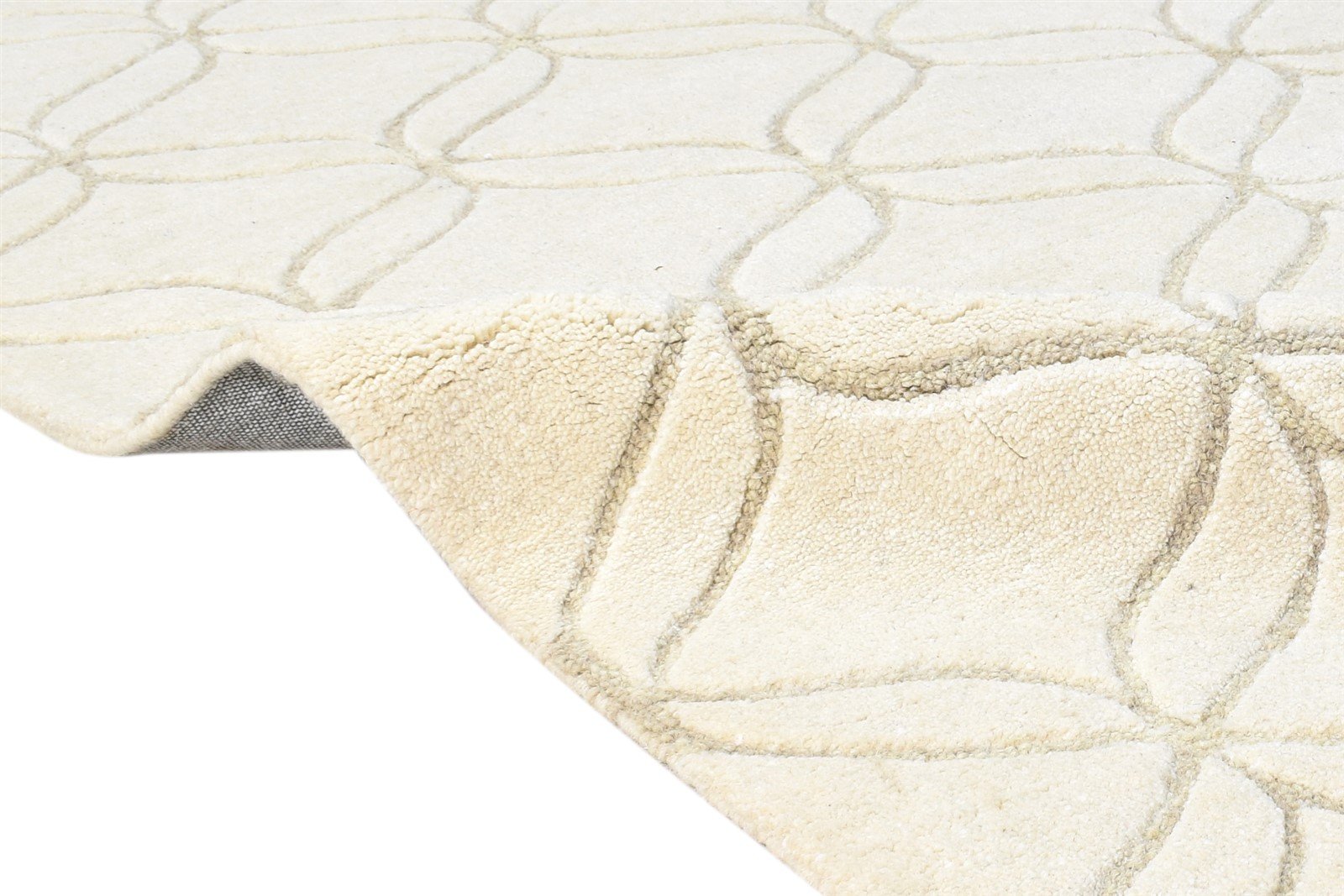 Hand Tufted Cream Wool Rug 4' X 6' Modern Moroccan Trellis Room Size Carpet 7865056264341