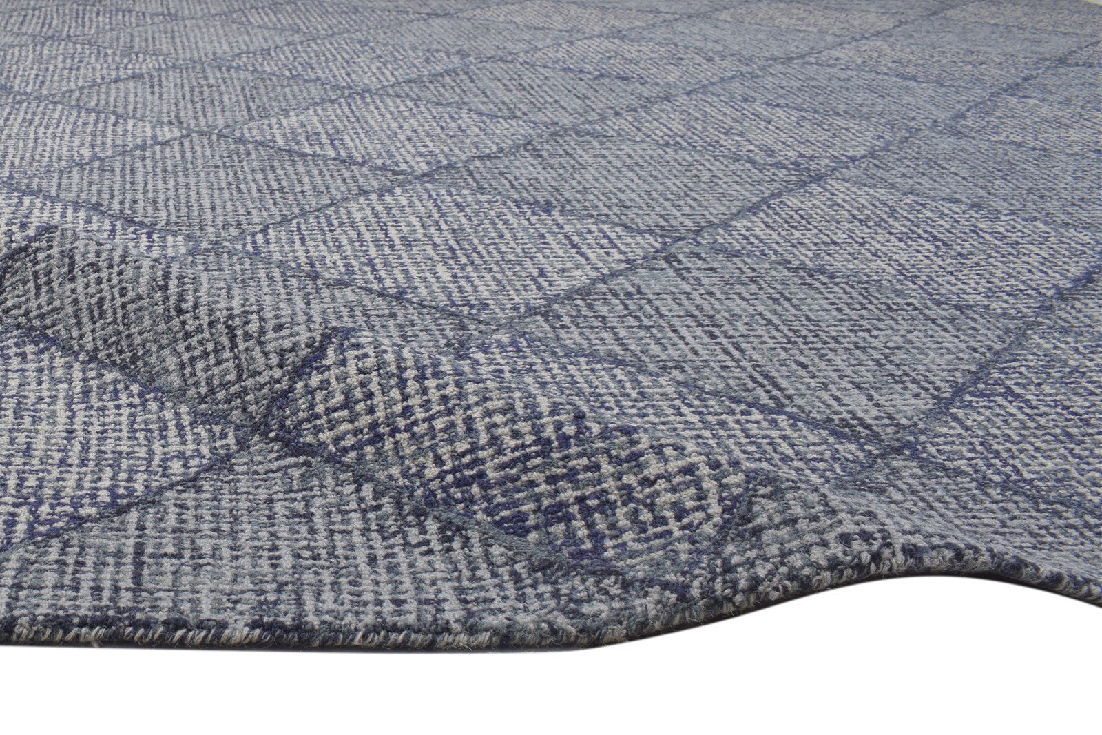 Hand Tufted Dark Grey Wool Rug 8X11 Modern Scandinavian Geometric Large Carpet 7864142168213