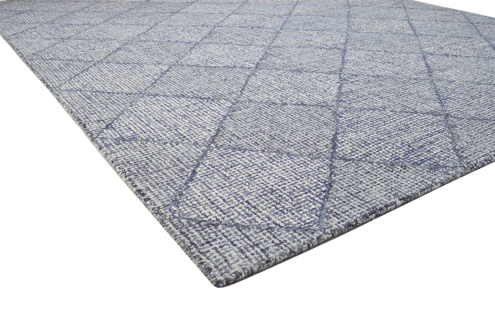 Hand Tufted Dark Grey Wool Rug 8X11 Modern Scandinavian Geometric Large Carpet 7864142168213