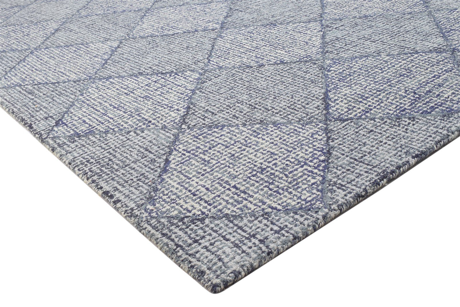 Hand Tufted Dark Grey Wool Rug 8X11 Modern Scandinavian Geometric Large Carpet 7864142168213
