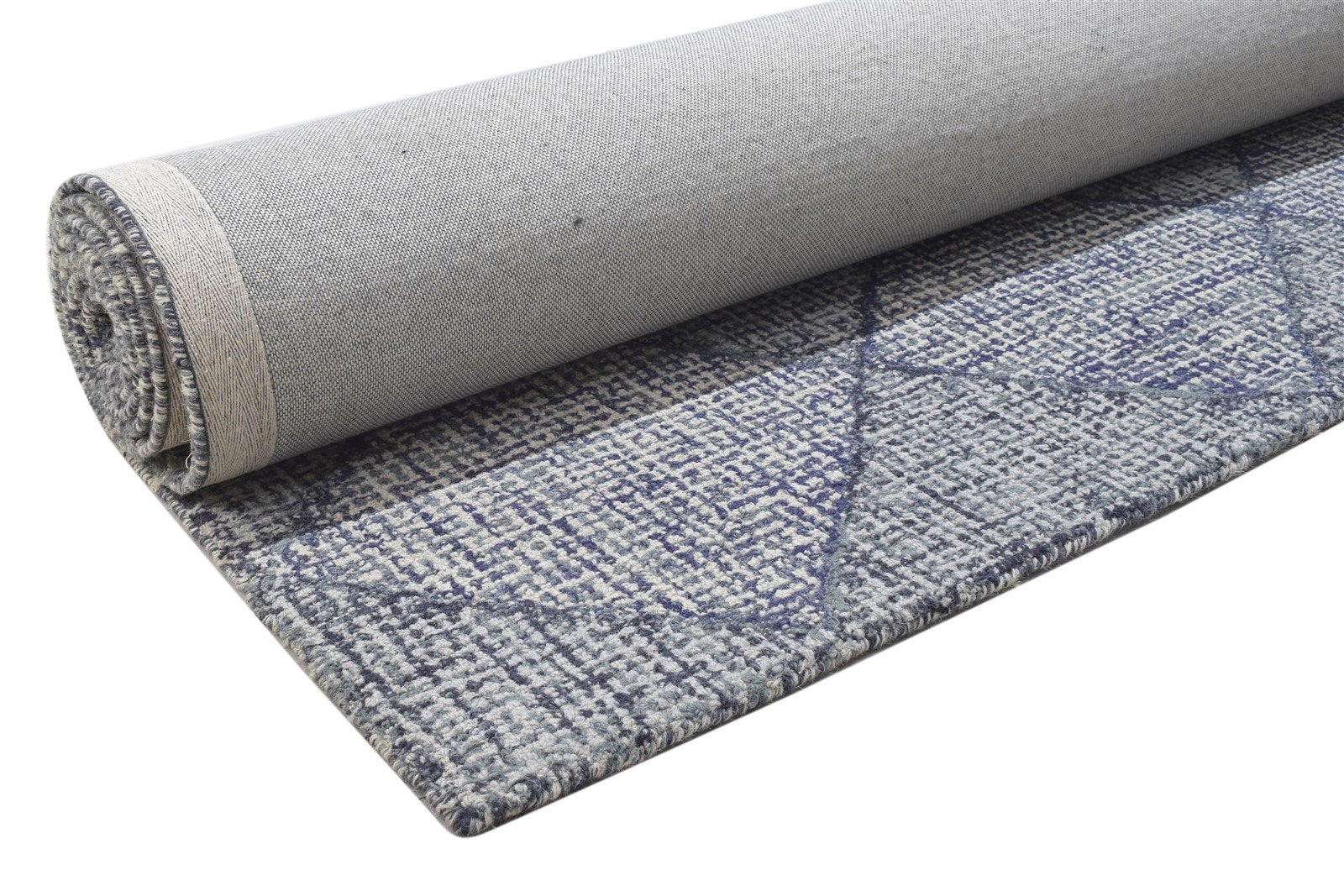 Hand Tufted Dark Grey Wool Rug 8X11 Modern Scandinavian Geometric Large Carpet 7864142168213