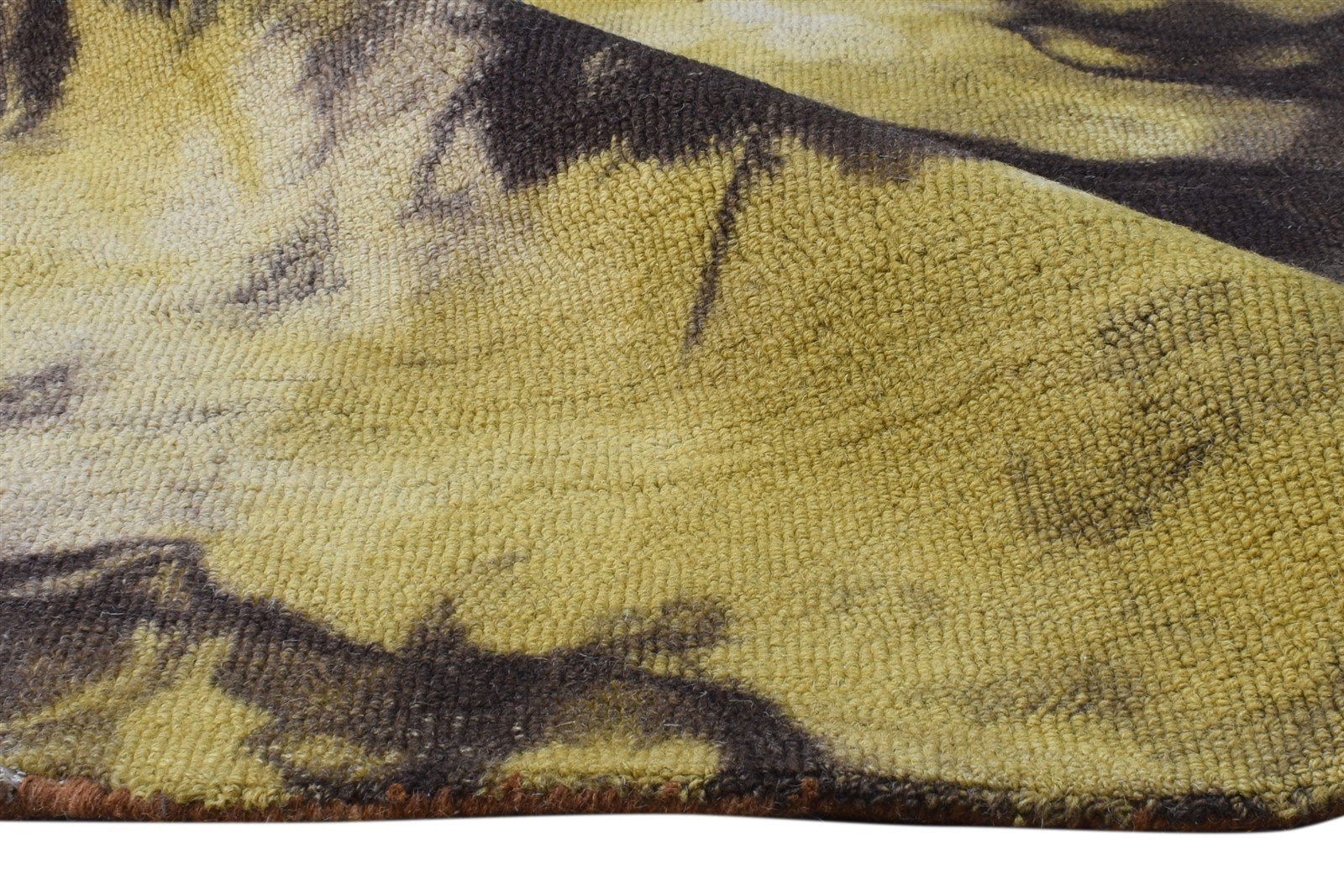 Hand Tufted Gold Wool Rug 5' X 8' Modern Shibori Tie Dye Room Size Carpet 7865198772373